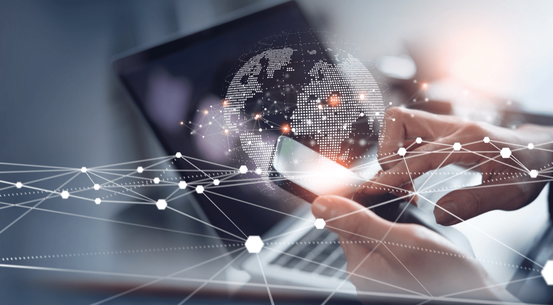 blog/Illustrations depicting internet connection across the globe superimposed over image of person using a smartphone and laptop.png