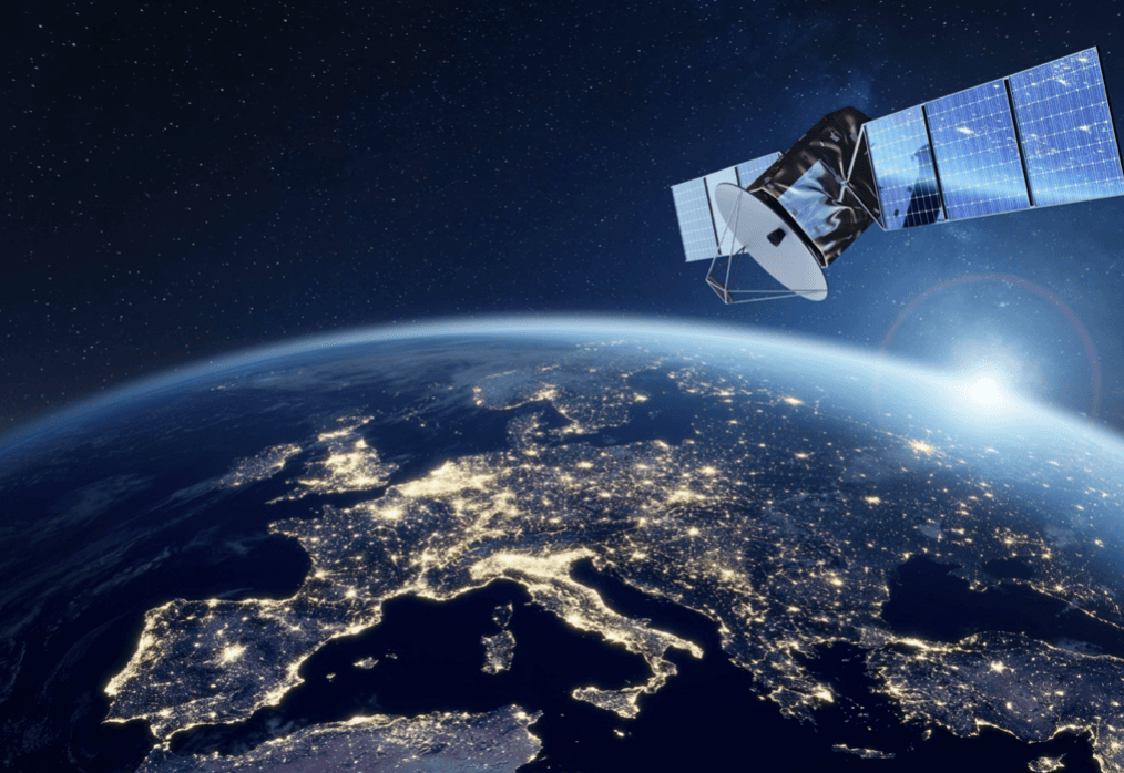 Satellite hovering above earth