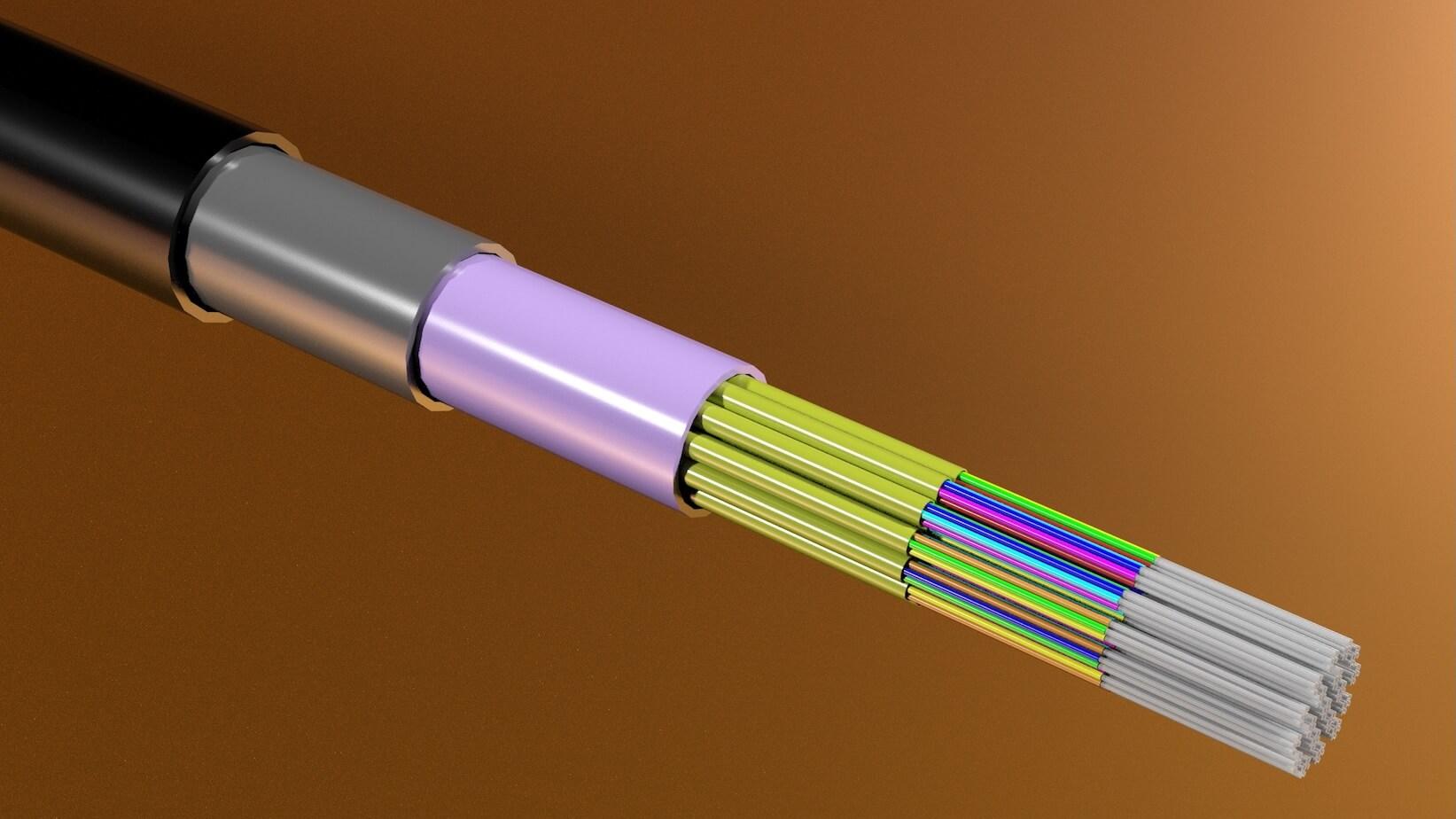 3-D rendering of a fiber internet cable