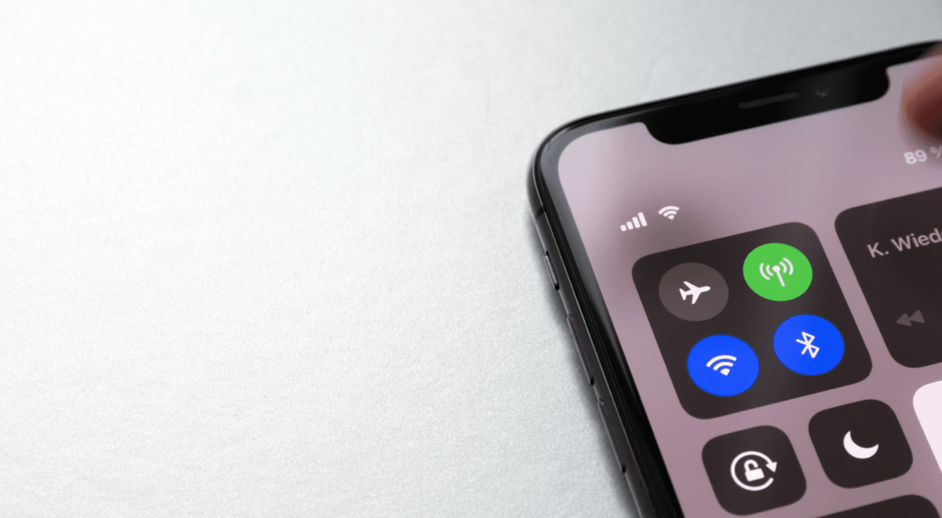 iPhone buttons for Airplane Mode, mobile hotspot, Wi-Fi and Bluetooth