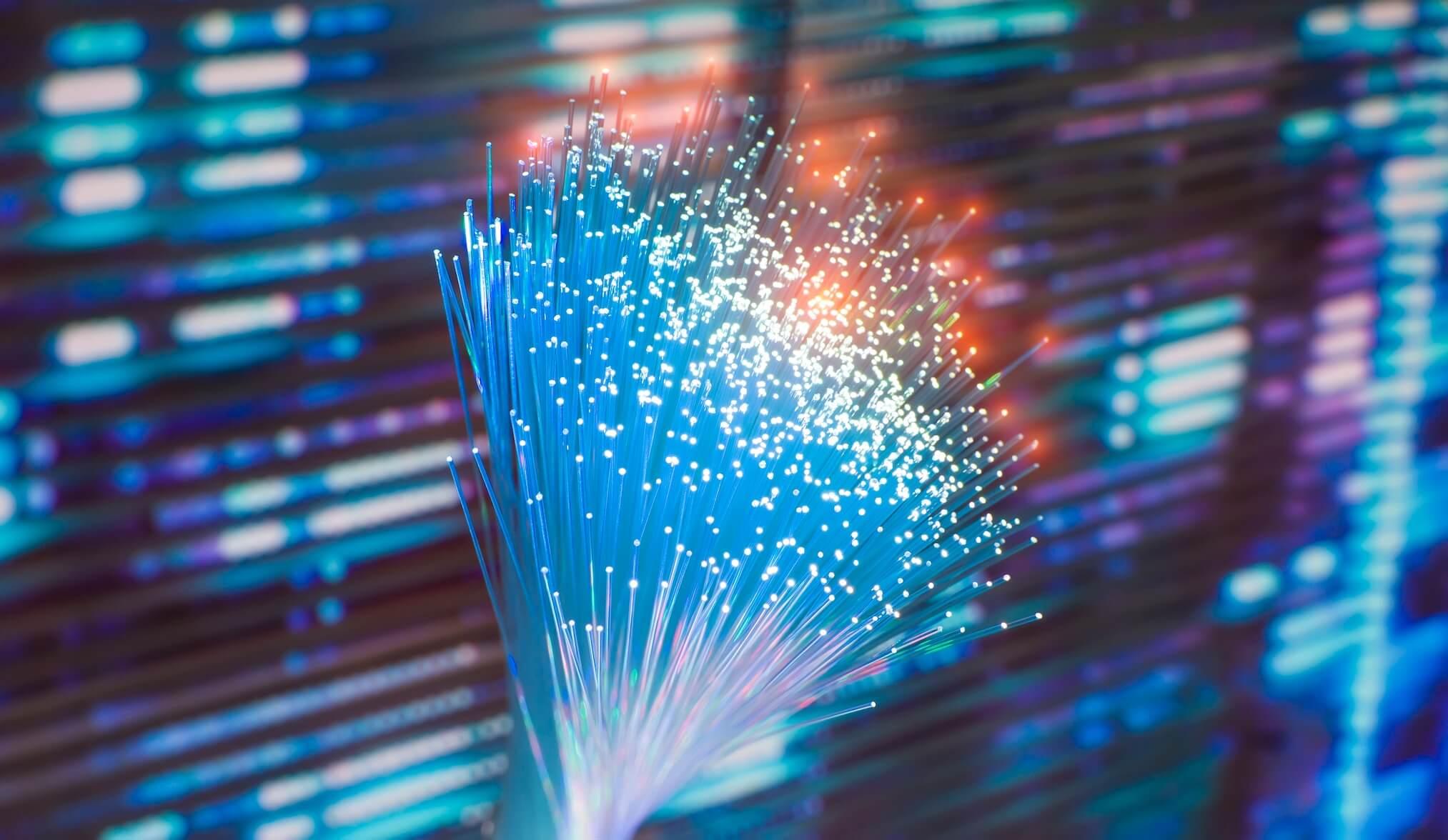 Bunch of illuminated fiberoptic cables